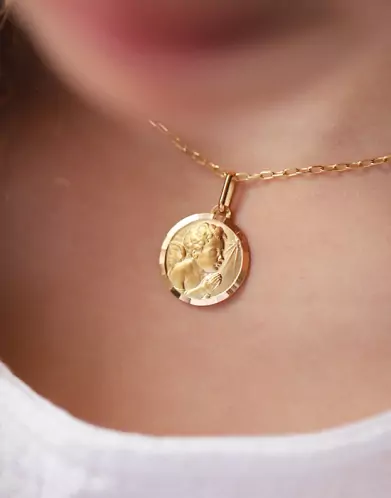 Médaille de baptême Chérubin contourée