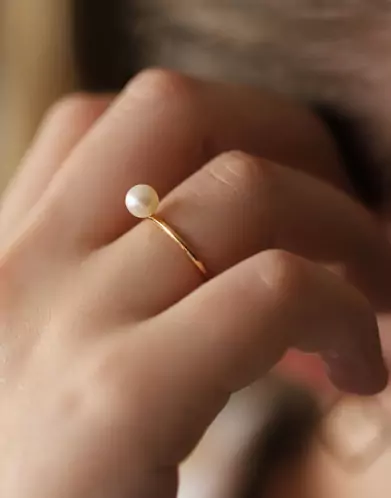 Bague Romy Or 18K et perle de culture blanche