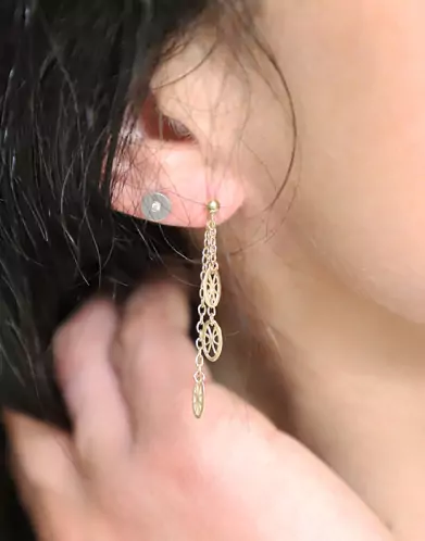 Boucles d'Oreilles Filigrane 3 Gouttes en Or jaune