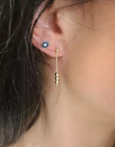 Boucles d'Oreilles Pendant 3 boules 18K