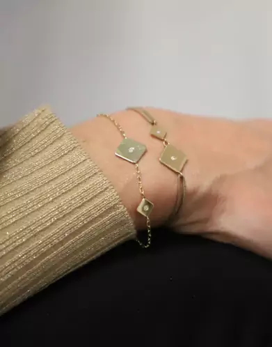 Bracelet Double Losange en Or avec Diamant Adam & Eve