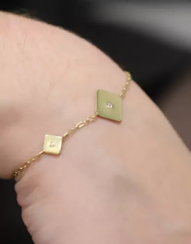 Bracelet Double Losange en Or avec Diamant Adam & Eve