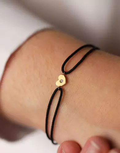 Bracelet cordon et or motif Coeur Adam & Eve - Petit modèle