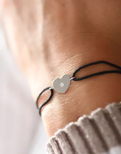 Bracelet cordon et or motif Coeur Adam & Eve - Grand modèle