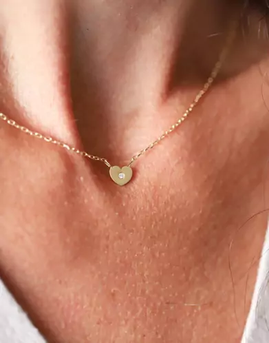 Collier Coeur avec Diamant Adam & Eve en Or Petit modèle