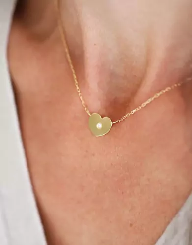 Collier Coeur avec Diamant Adam & Eve en Or Grand modèle