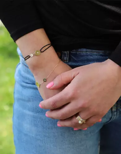 Bracelet cordon et or motif double Rond Adam & Eve