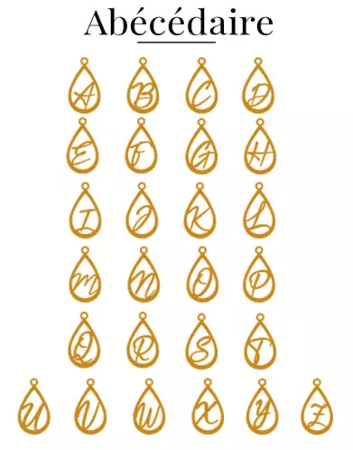 Pendentif Lettre Goutte Ajourée en Or