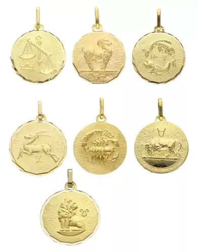 Médaille Zodiaque Soleillée Contour Diamanté en Or Personnalisable