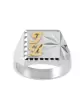 Chevalière Christophe Argent Massif Damier Étoile