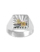 Chevalière Constant Argent Massif Damier Soleil