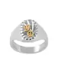 Chevalière Orphée Argent Massif Damier Soleil
