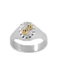 Chevalière Océane Étoilée et Contour Ciselé en Argent Massif Damier Personnalisable