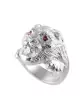 Bague Tête de lion Rubis & Zirconium Argent Massif