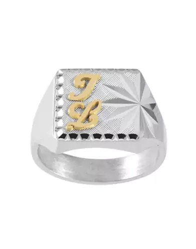 Chevalière Christophe Argent Massif Damier Étoile