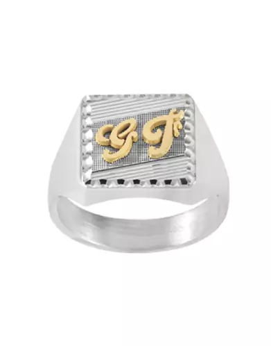 Chevalière Christophe Argent Massif Damier Rainurée Double