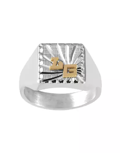 Chevalière Constant Argent Massif Damier Soleil