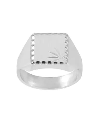 Chevalière Constant Argent Massif Brossée Étoilée