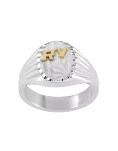 Chevalière Orion Argent Massif Damier Étoile Godrons