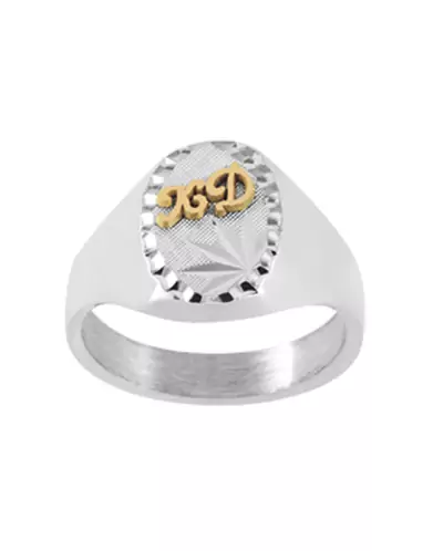 Chevalière Orphée Argent Massif Damier Étoile