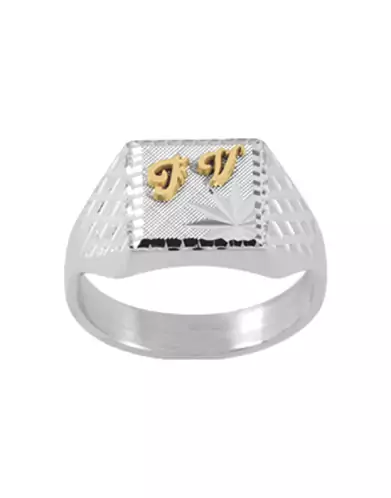 Chevalière Charlie Argent Massif Damier Gaufrés