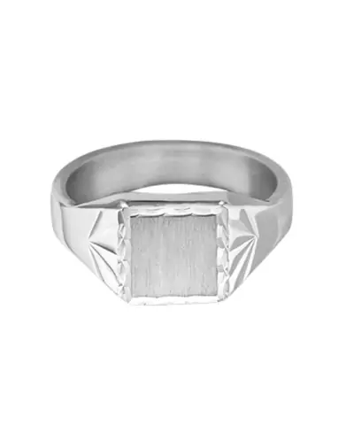 Chevalière Argent Clara Brossée Godrons Étoilés