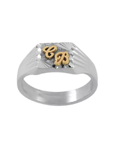 Chevalière Argent Clara Damier Étoilée Godrons