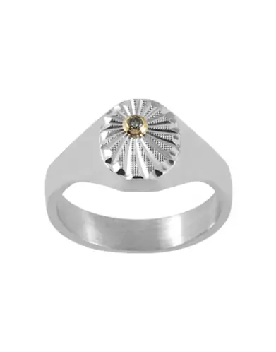 Chevalière Argent Océane Damier Soleil Diamant