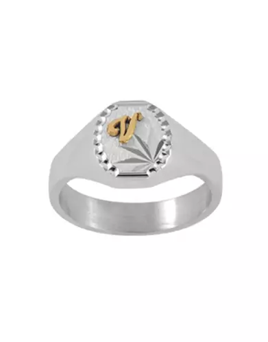 Chevalière Océane Étoilée et Contour Ciselé en Argent Massif Brossé Personnalisable