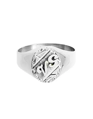 Chevalière Océane Étoilée et Contour Ciselé en Argent Massif Damier Personnalisable
