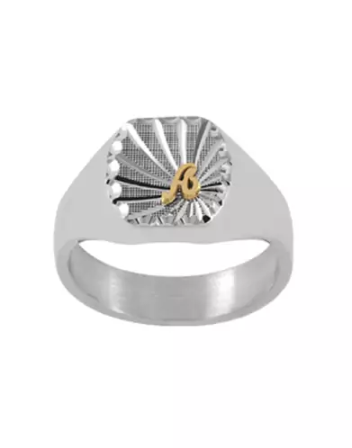 Chevalière Taylor Argent Massif Damier Soleil