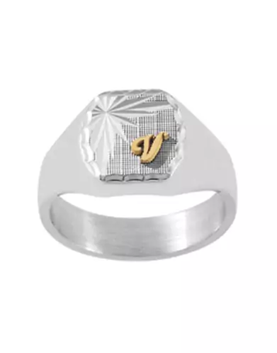 Chevalière Taylor Argent Massif Damier Étoile