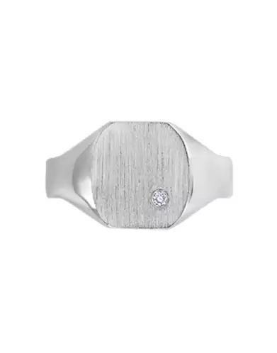 Chevalière Thomas en Argent Massif Brossée Zirconium