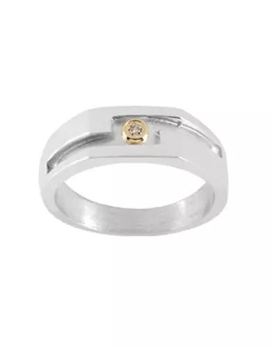 Bague Homme Argent Massif Mathis Rectangulaire Zirconium