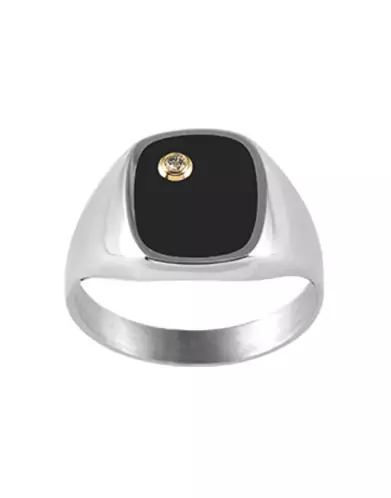 Chevalière Onyx Thomas Argent Massif & Zirconium