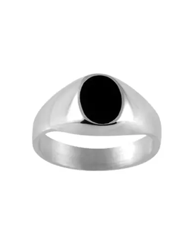 Chevalière Argent Onyx Olivia