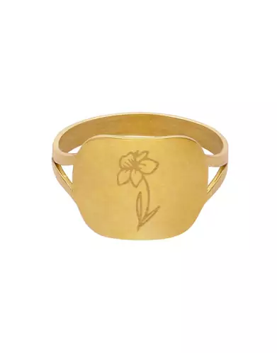 Bague Rectangle Pré Illustrée Fleur de Naissance