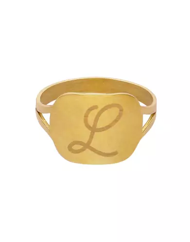 Bague Rectangle Pré Illustrée Alphabet Calligraphie