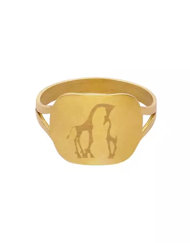 Bague Rectangle Pré Illustrée Maman Girafe et Girafon