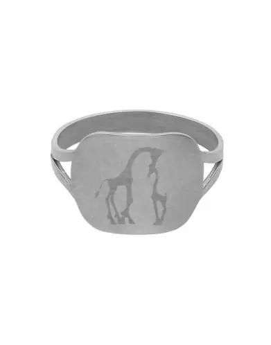 Bague Rectangle Pré Illustrée Maman Girafe et Girafon