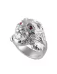 Chevalière tête de lion massive rubis & zirconium