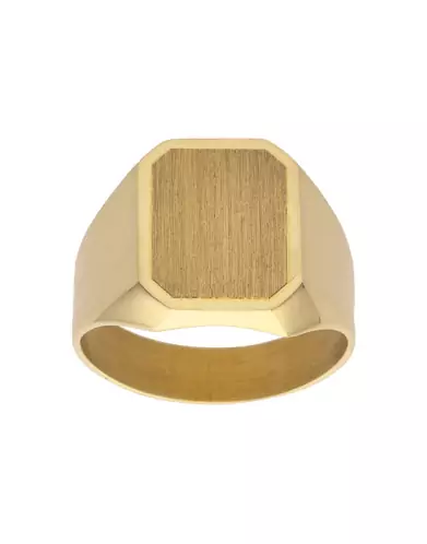 Chevalière Richard Brossée Contour Cadre en Or Jaune Personnalisable