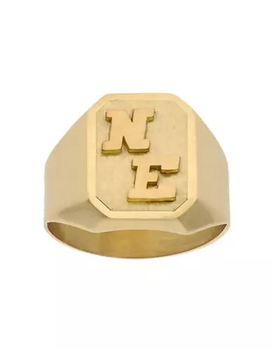 Chevalière Richard Brossée Contour Cadre en Or Jaune Personnalisable