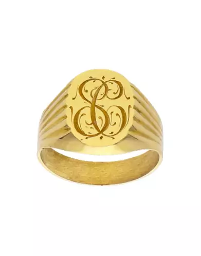 Chevalière Orphée Monogramme Stylisé Gravure Main en Or Personnalisable