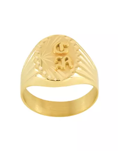 Chevalière Orion Brossée Étoilée Griffe Contour & Godrons