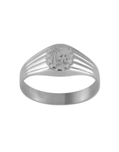Chevalière Ophélie Etoilée en Or Brossé avec Contour et Godrons en Relief Personnalisable