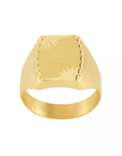 Chevalière Thibalt Brossée Étoilée Contour Ciselé en Or Personnalisable