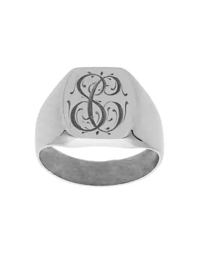 Chevalière Thomas Monogramme Stylisé Gravure Main en Or Personnalisable