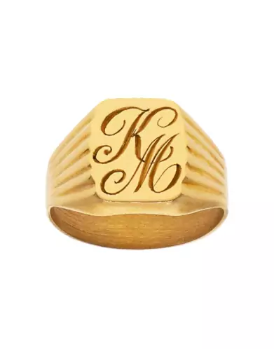 Chevalière Thomas Monogramme Gravure Main en Or Personnalisable