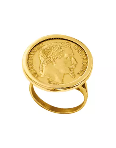 Bague Porte Pièce Napoléon 20 Francs en Or 9K/18K
